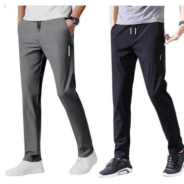 Pack of 3 Offer 😍 Men’s Premium-Quality Stretch Lycra Pants | Black, Blue & Grey
